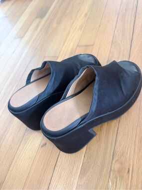 GANNI Retro Satin Platform Wedge Mule in Black EU 38